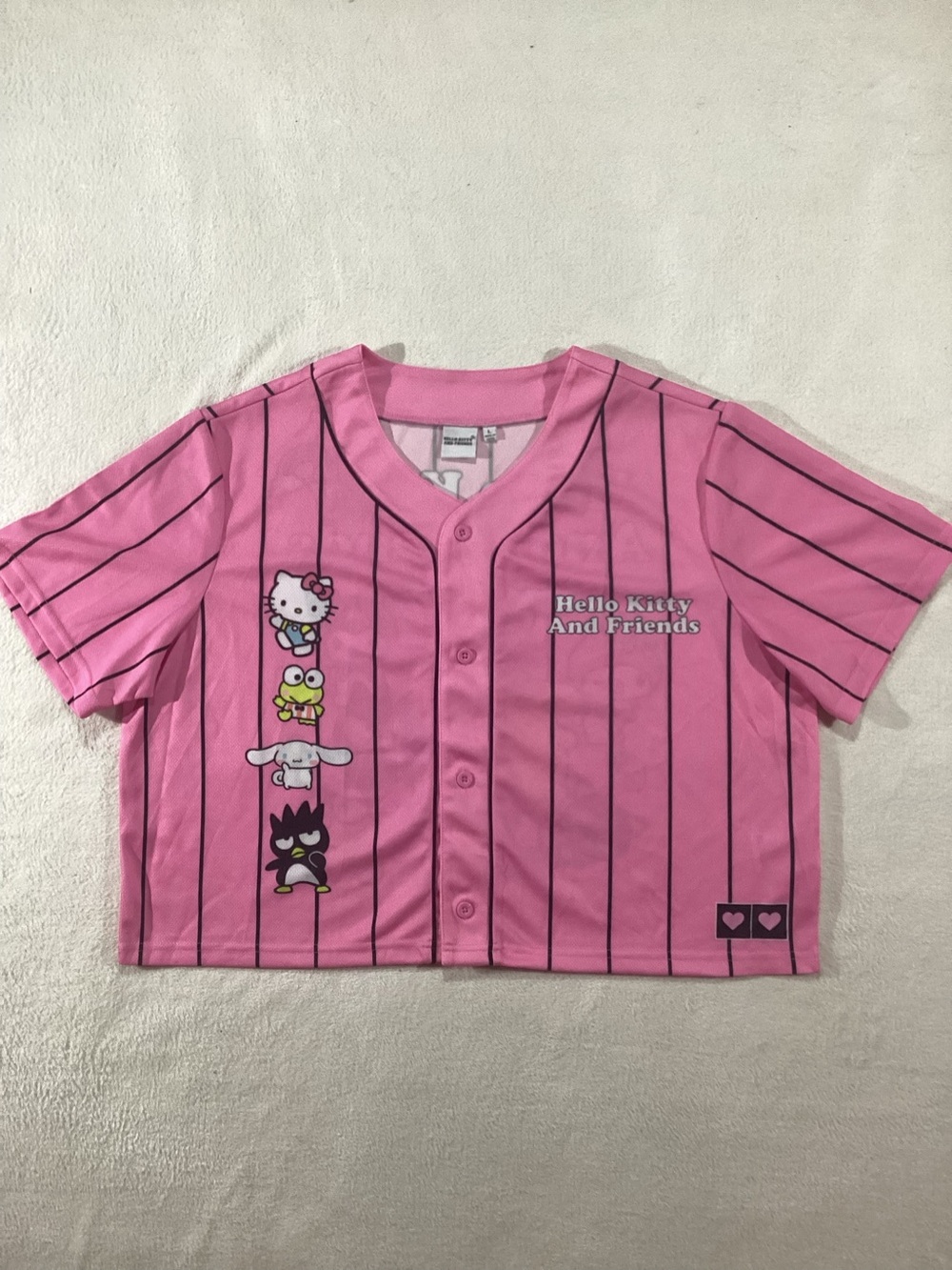 Sanrio Hello Kitty Cropped Baseball Jersey Pink Mesh
